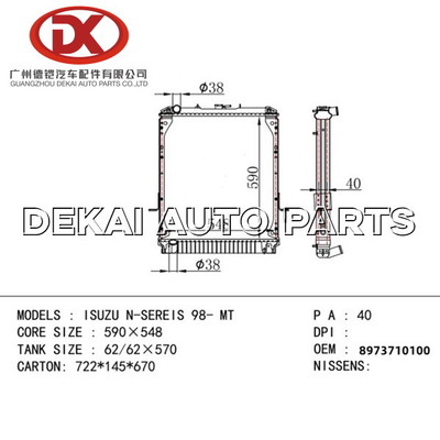 Camión auto ISUZU NPR 4HG1 4HF1 del tanque 8973710100 del radiador del sistema de enfriamiento